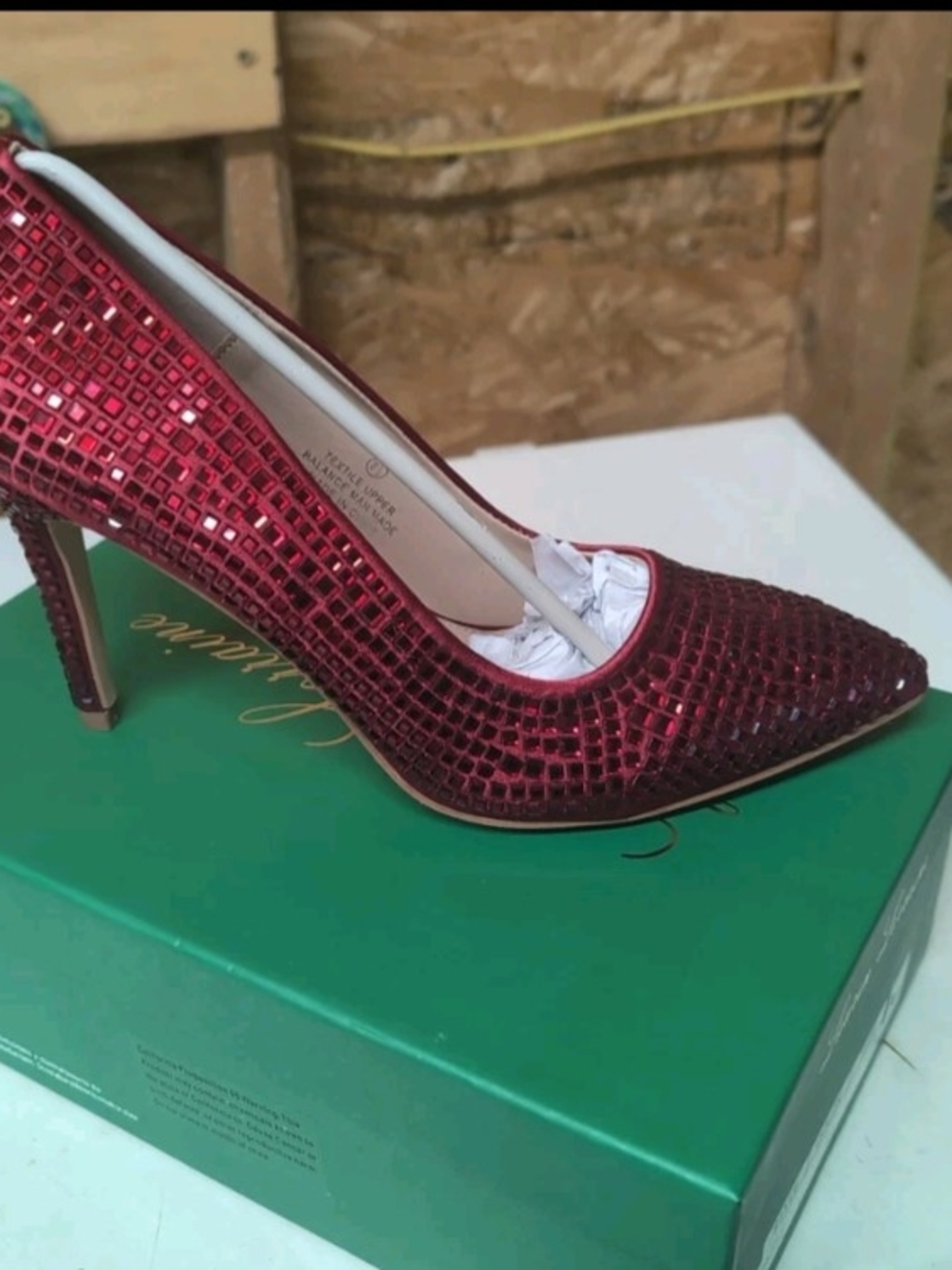Lauren Lorraine Red Sequin Pointed Toe Stiletto Pump